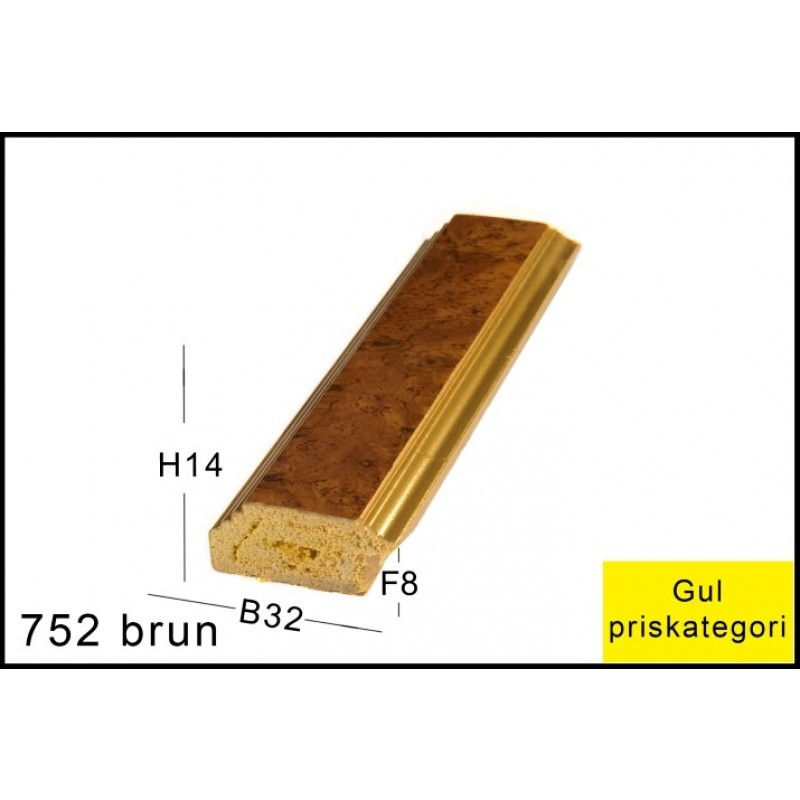 Fotoramme Nr.  752 Brun M/Guld Special Størrelse