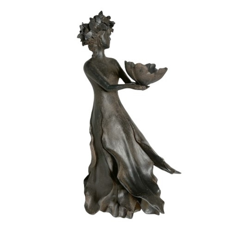 Kvinde Med Fuglebad- Antik Sort