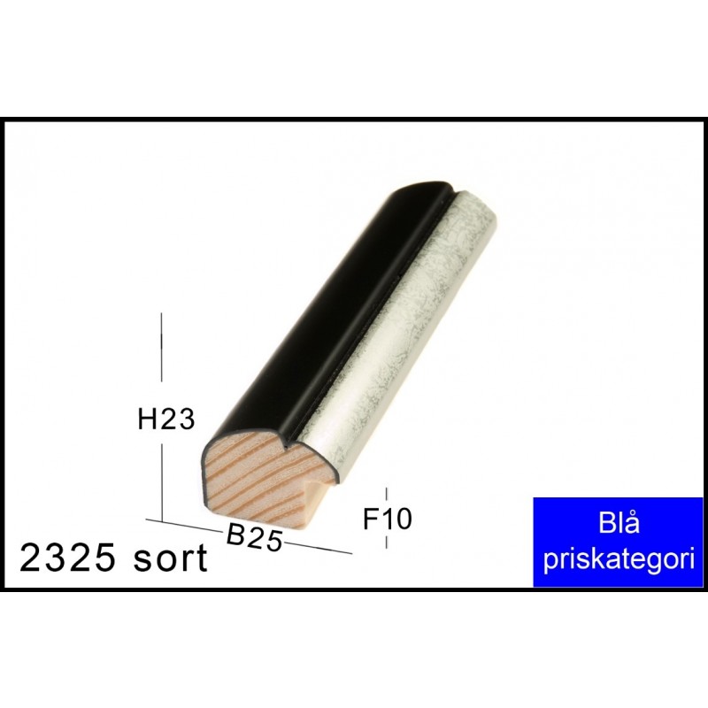 Fotoramme Nr. 2325 Sort M/sølv