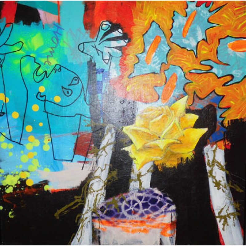 Beth Mohr 60x60 cm. Monteret i svæveramme.