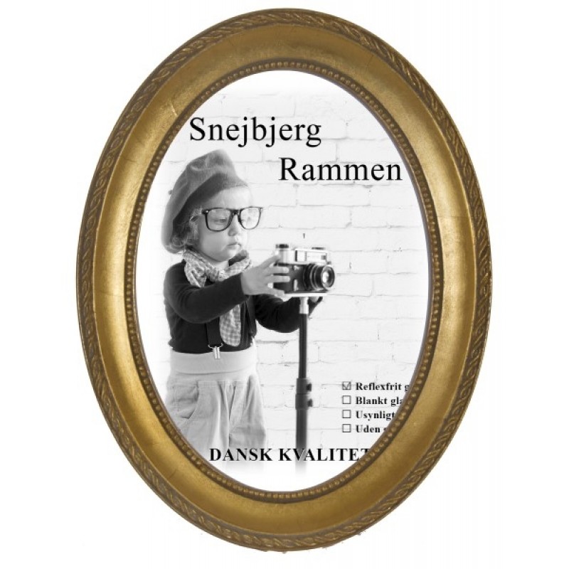 OVAL TRÆRAMME GULD 13x18