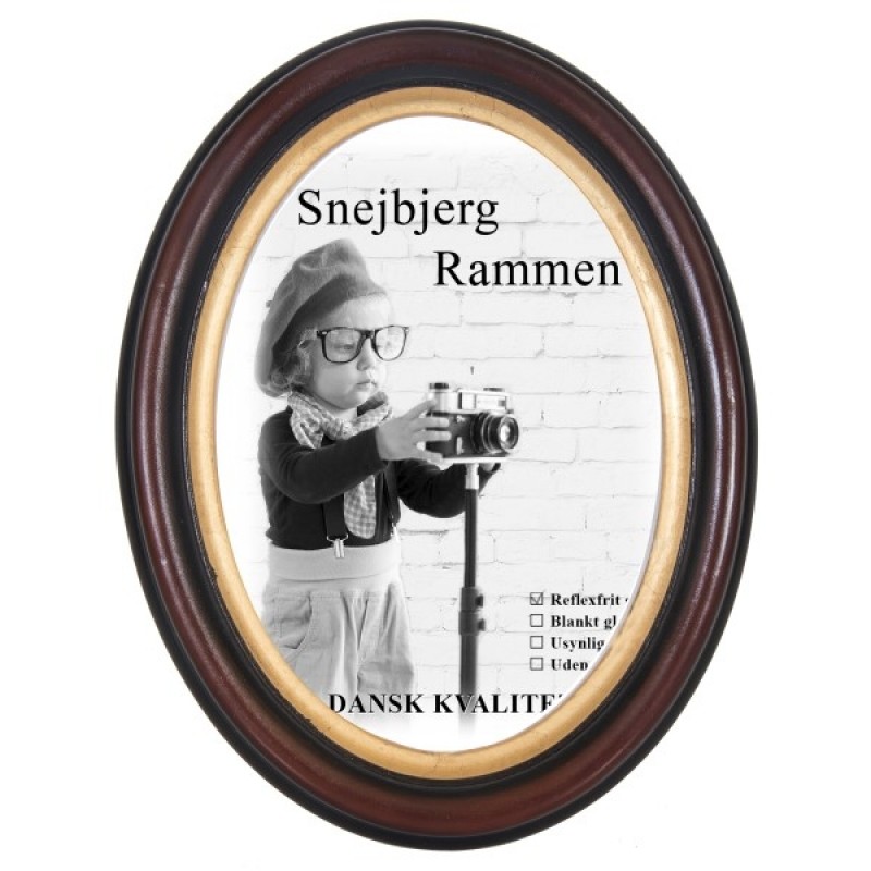 OVAL TRÆRAMME KM1 MAHOGNY M/GULD