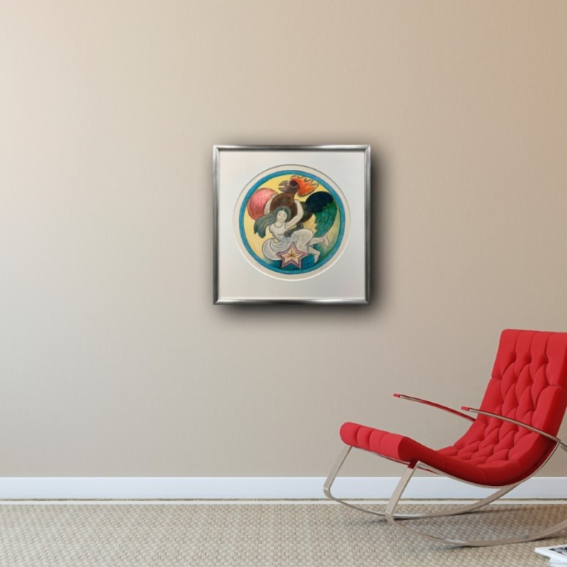 Heerup Litografi - "Kvinde og Hanen " (Signeret & Nummeret 278/350) 