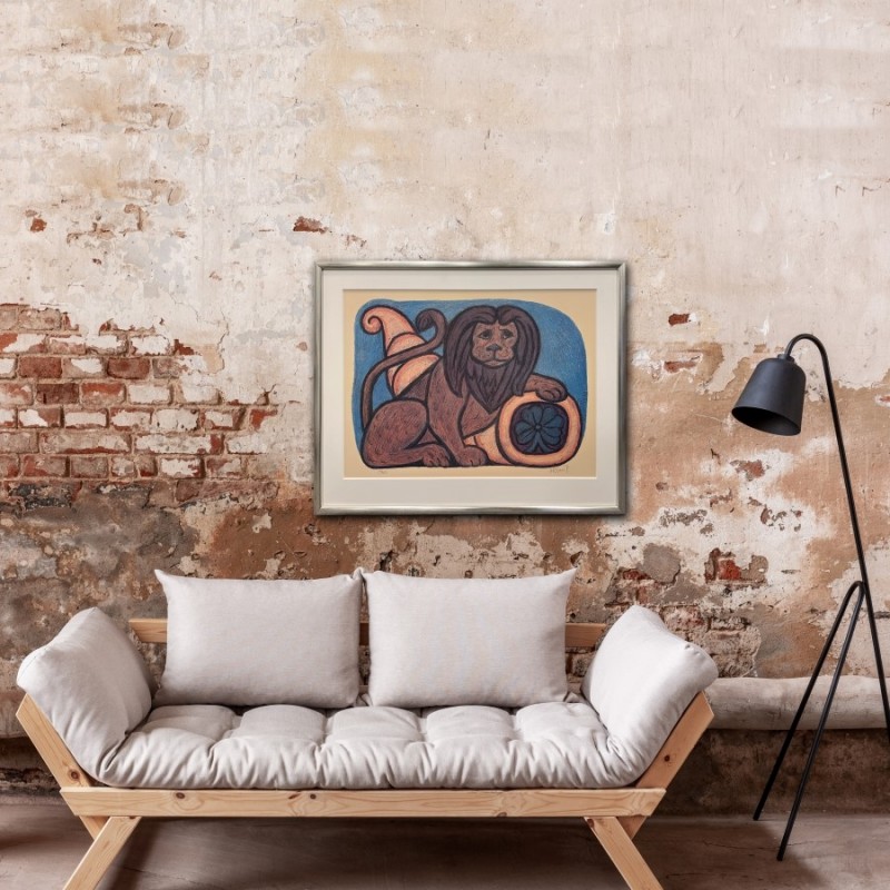 Heerup Litografi - "Løve og overflødigshorn" (Signeret & Nummeret 117/267) 