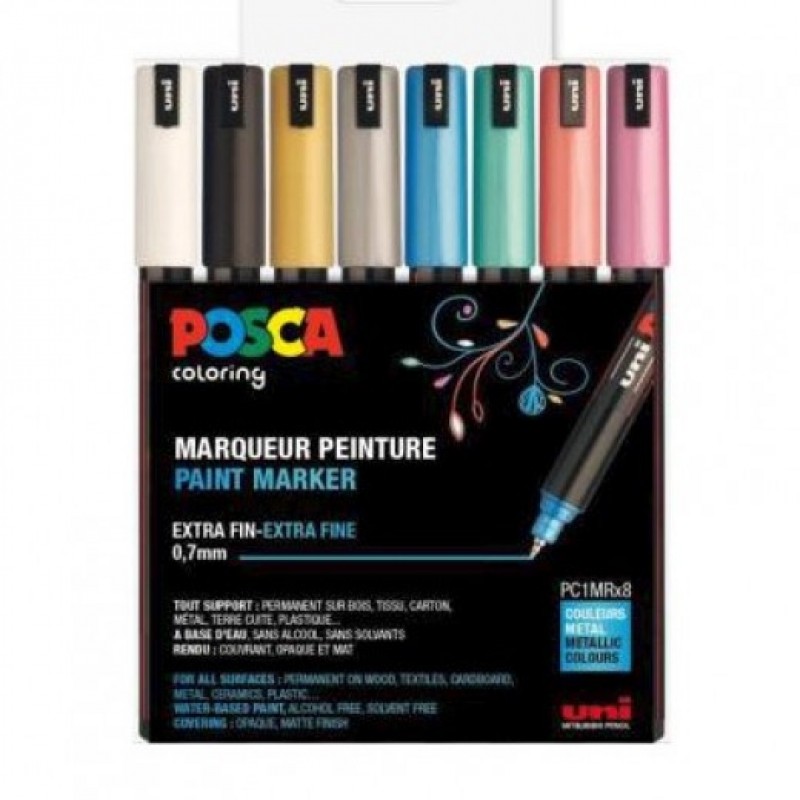 POSCA TUSCH - METALLIC - ÆSKE MED 8 STK.