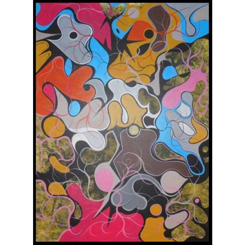 Tage Larsen 60x80 cm. Monteret i svæveramme.