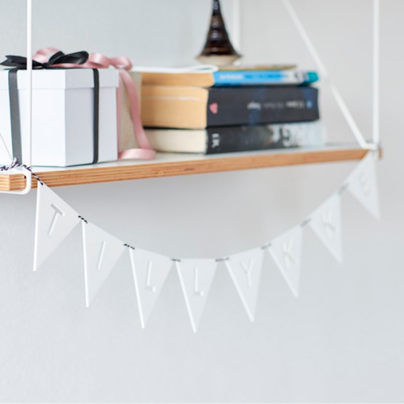 Flagranke -tillykke - Hvid