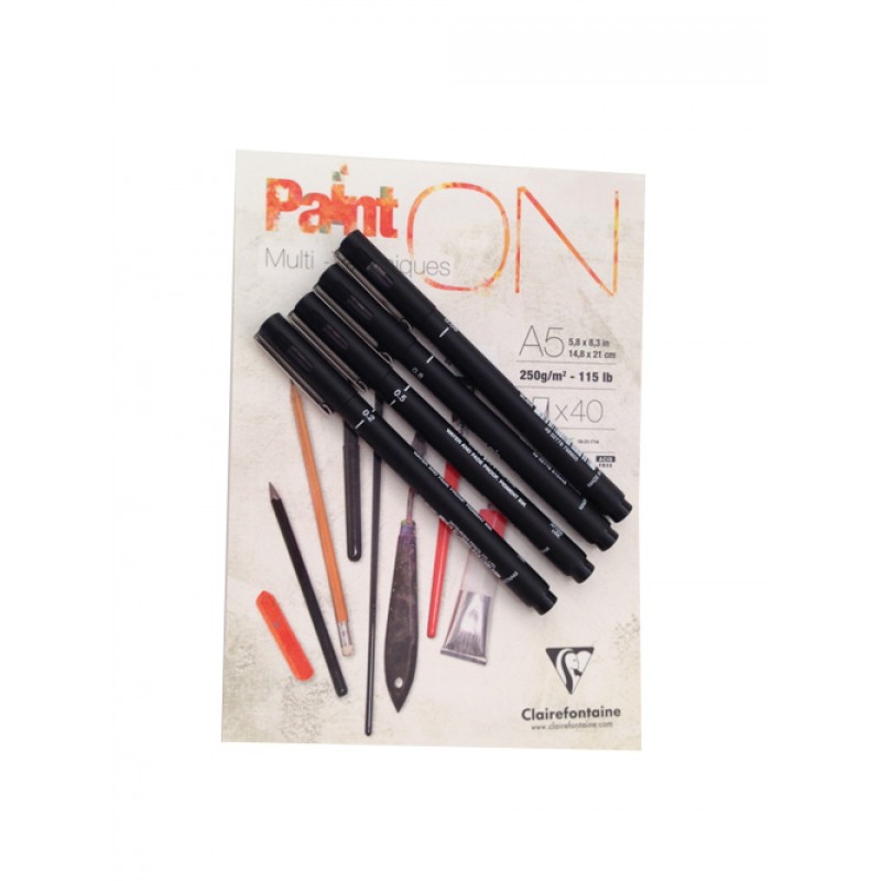 Uni pin fine line marker - 4 stk + Paint On tegneblok A5