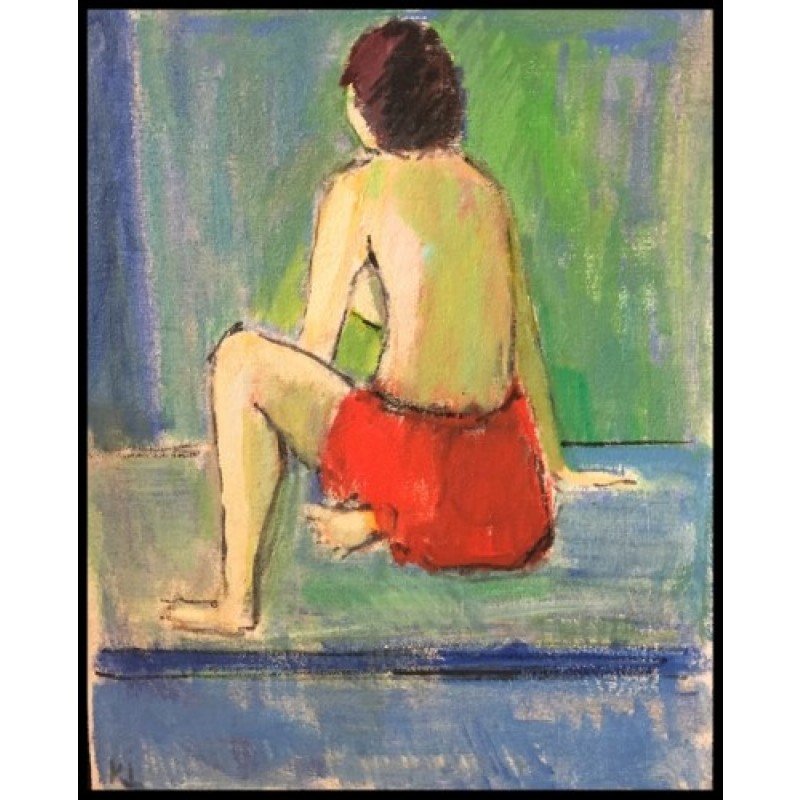  Knud Laursen f. 1924 arbejder med malerier med enkle, figurative kompositioner.