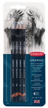 Derwent Graphic pakke med 4 stk - Blyanter 2H + HB + B + 2B